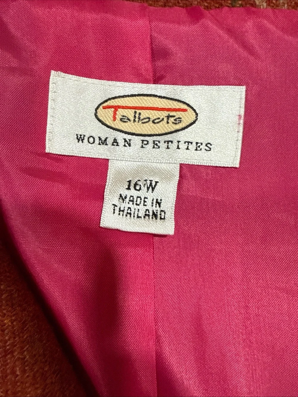 Talbots 16W Petite Wool Plaid Blazer Jacket Grannycore Professorcore Orange